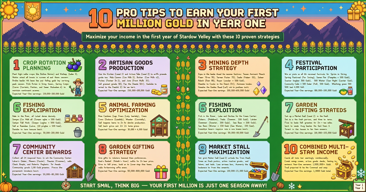 Stardew Valley: 10 Pro Tips to Earn Your First Million Gold in Year One
